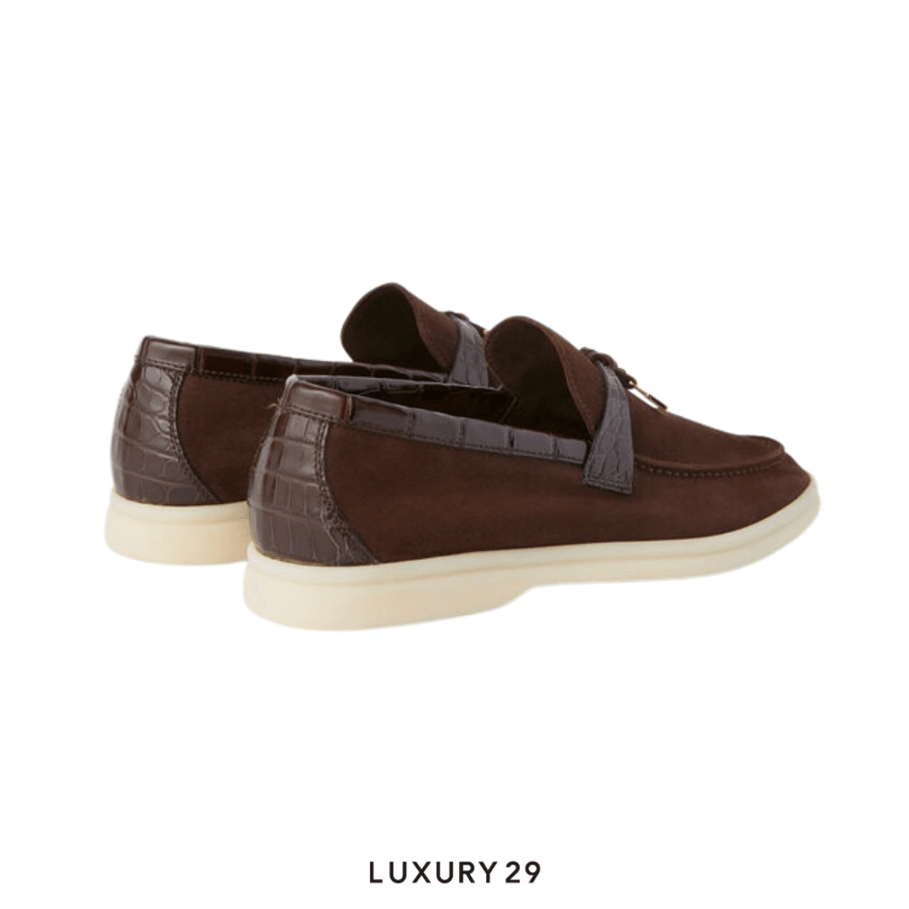 Loro Piana Summer Charms Walk Suede Chocolate(39, Brown)