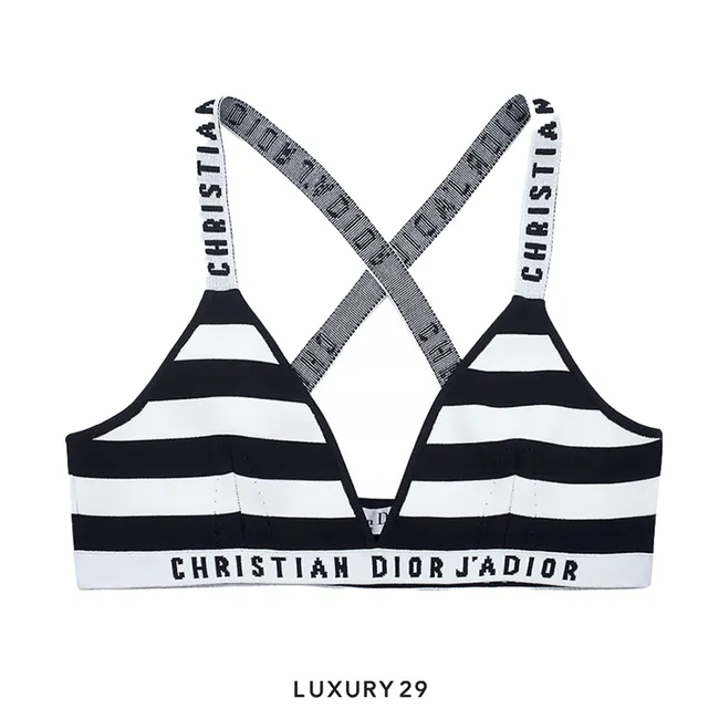 Dior J'adior Logo Striped Strap Bar Bralette