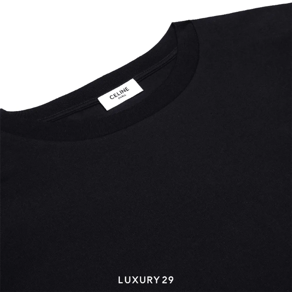 CELINE TRIOMPHE LOOSE T-SHIRT IN COTTON JERSEY BLACK / WHITE