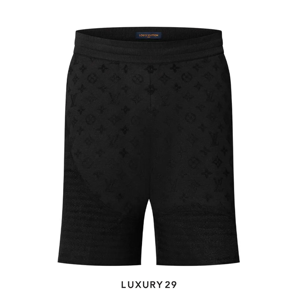 Louis Vuitton LV Graphic Jacquard Knitted Shorts Black(2XL, Black)