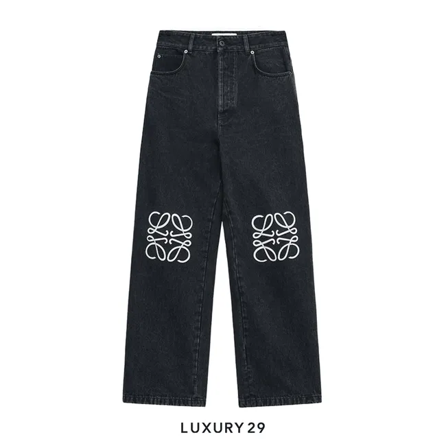 Loewe Anagram Baggy Jeans in Denim Black
