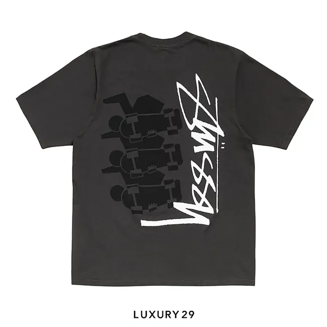 STUSSY SKATE STACK TEE PIGMENT DYED BLACK