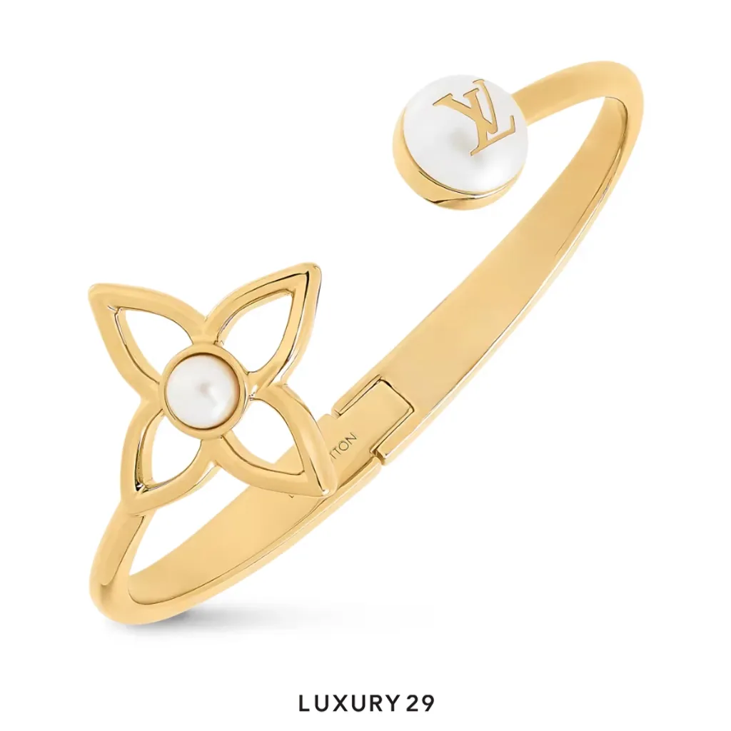 Louis Vuitton LV Pearly Flower Bracelet Gold (S)(Small, Gold)