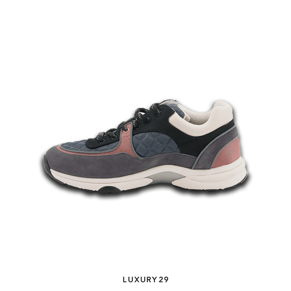 Chanel Trainers Fabric & Suede Calfskin Grey Pink(44, Grey)