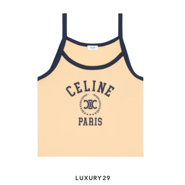 Celine Paris Tank Top In Cotton Jersey VINTAGE Cheesecake/Navy