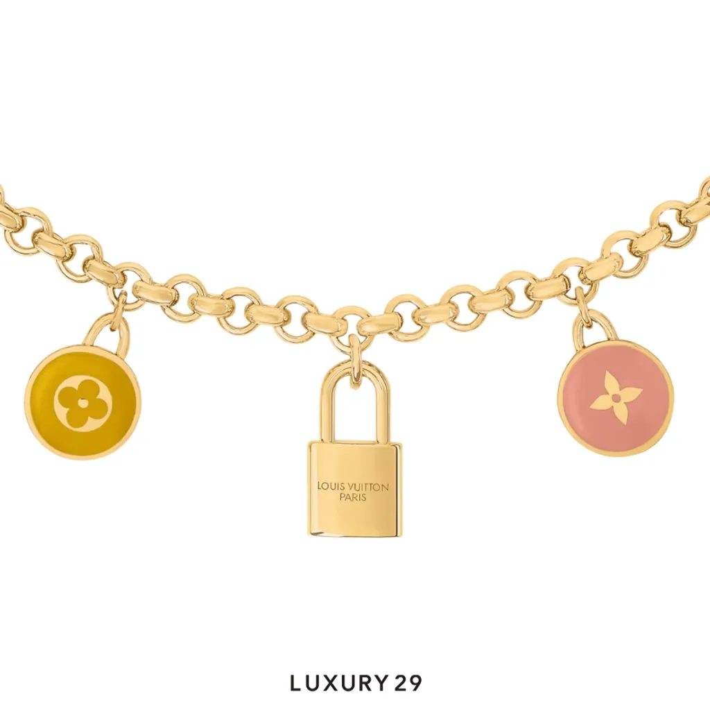 Louis Vuitton LV Confetti chain bag charm Print multicolor Gold Metal(Free Size, Multicolour)