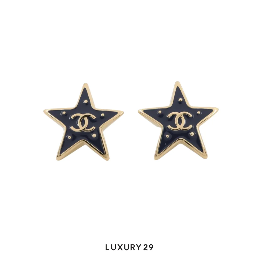 CHANEL CC logo star motif earrings Gold(Free Size, Gold)