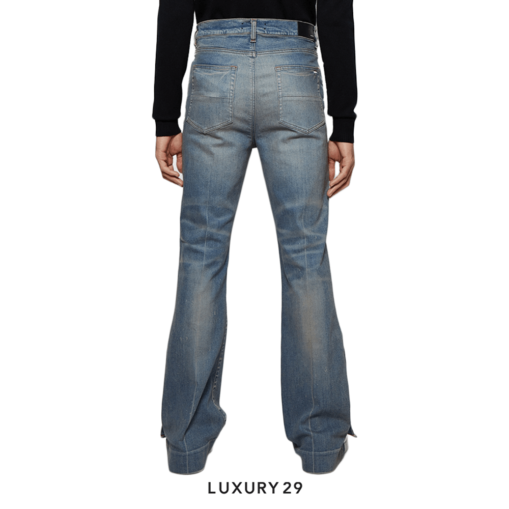 Amiri Paint Splatter Flare Jean 'Clay Indigo'(L, Blue)