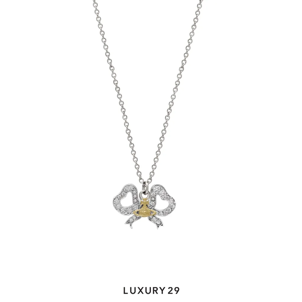 Vivienne Westwood Rigoberta Pendant Necklace SS26 SI U Platinum/ Gold/ White Crystal(Free Size, Silver)