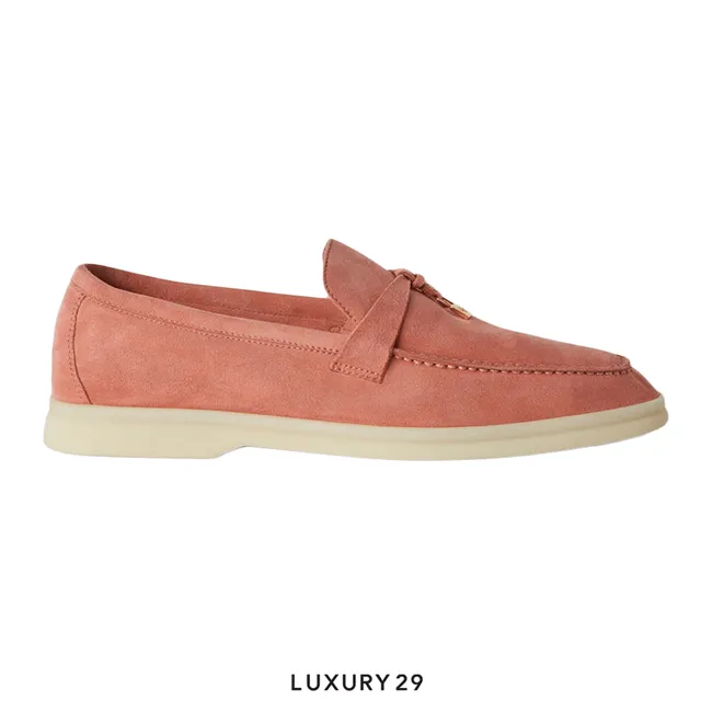Loro Piana Summer Charms Walk Loafer Suede Goatskin Sorbet Pink