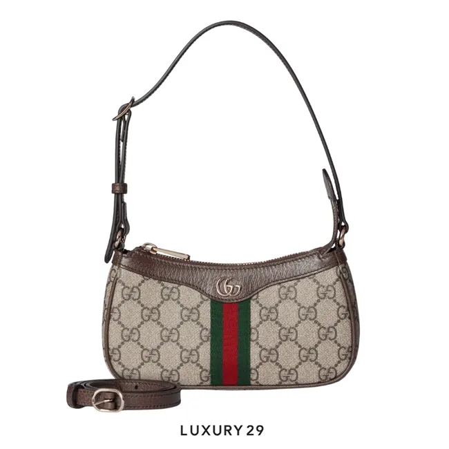 Gucci Ophidia mini shoulder bag Beige and dark brown GG Monogram coated fabric Brown
