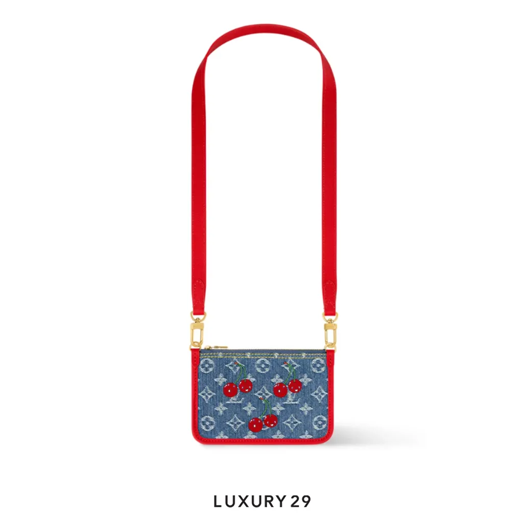 Louis Vuitton LV x TM - Neverfull Inside Out BB Bag Monogram cherry denim White(Small, Blue)