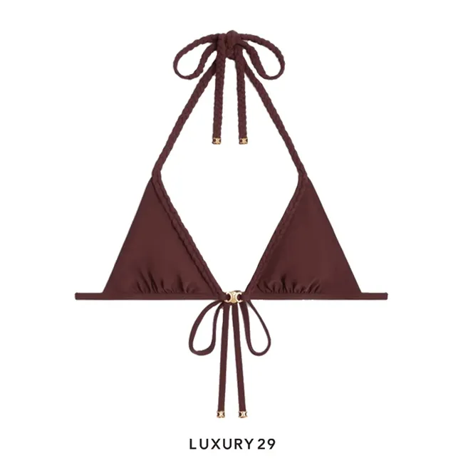 Celine triomphe triangle top in matte jersey Prune