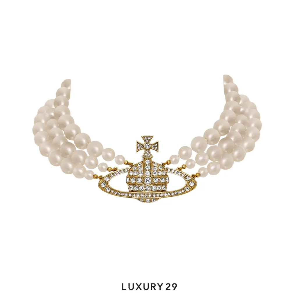 Vivienne westwood Threerow Choker SS(Free Size, Neutrals)