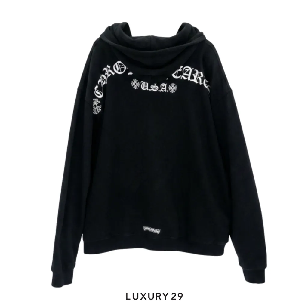 Chrome Hearts T shoulder Logo U.S.A. Zipped Hoodie Black(2XL, Black)