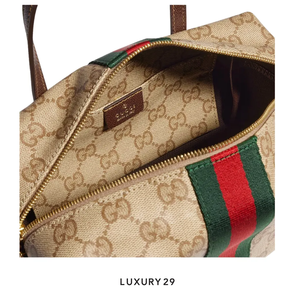 Gucci Mini boston bag with Web Brown(Mini, Brown)