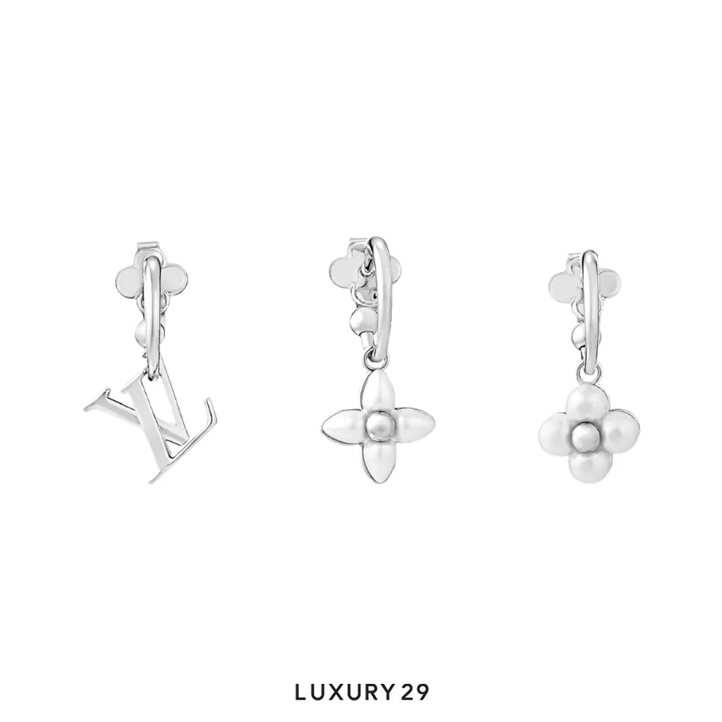 Louis Vuitton LV Floragram Earrings Silver(Free Size, Silver)