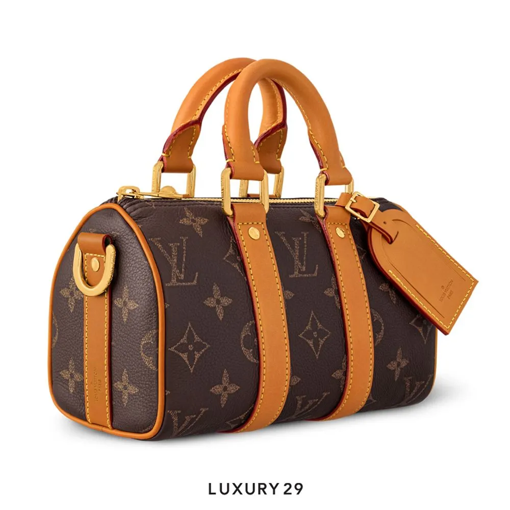 Louis Vuitton LV Keepall Bandouliere 25 Bag Calf leather Aged natural cowhide leather trim Autres Cuirs Monogram Brown(Small, Brown)