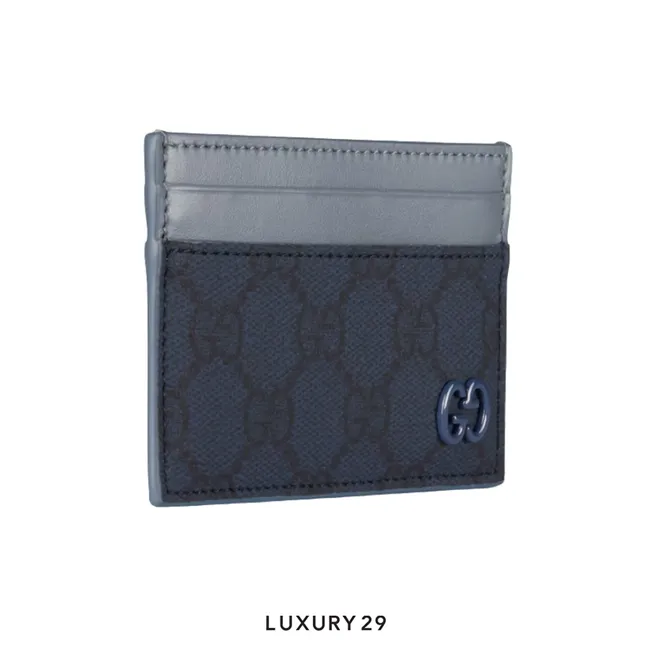 Gucci Dusty blue trim GG card case Blue