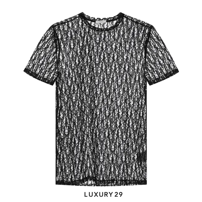 Dior Sheer Oblique T-Shirt Navy