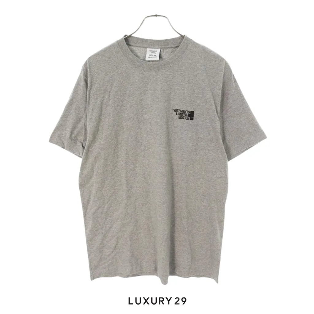 Vetements Limited Edition Short Sleeve T-Shirt Grey(L, Grey)