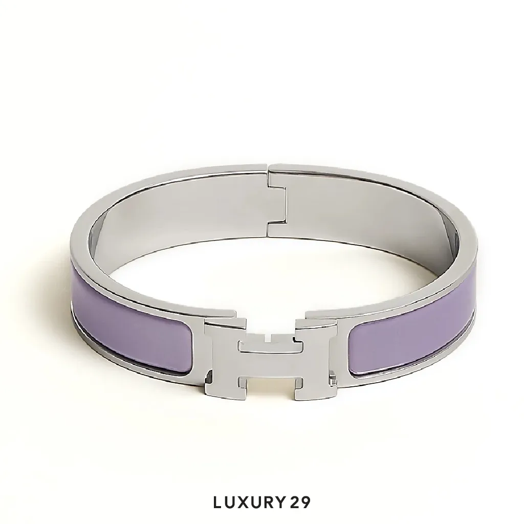 Hermes Clic H Bracelet Silver plated Lilas(Small, Purple)