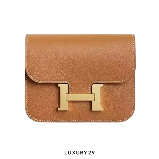 Hermes Constance Slim Compact Veau Evercolor Gold