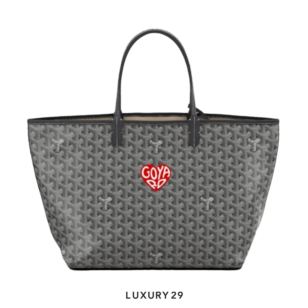 Goyard Saint Louis PM Bag Grey Hand-Painted Heart Red(Small, Grey)
