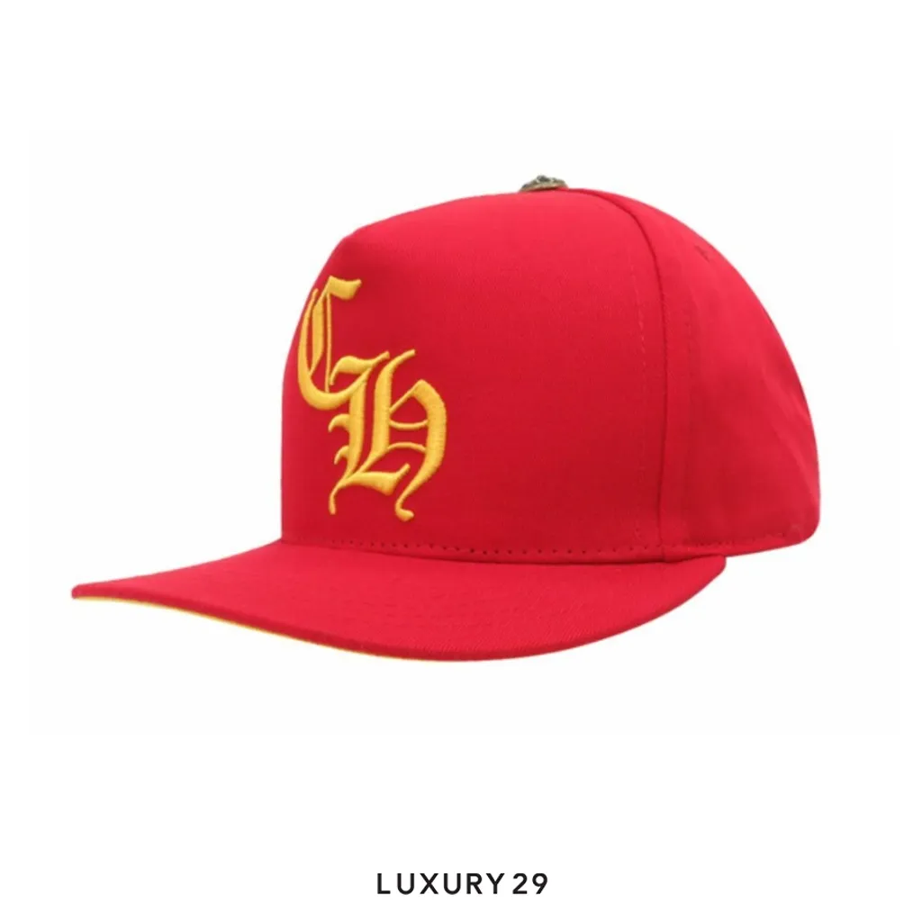 Chrome Hearts CH Silver Button Hat Red/Yellow(Small, Red)