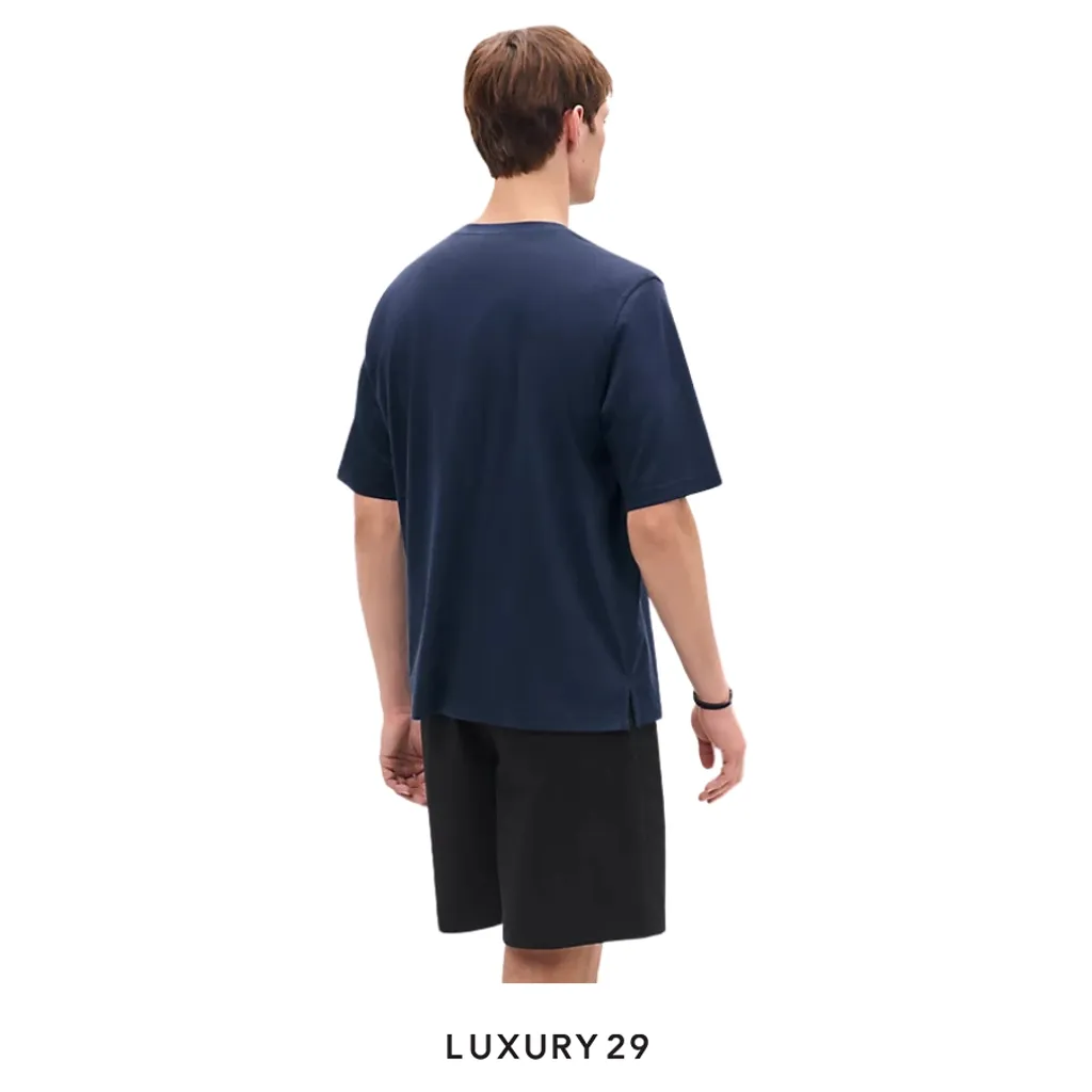 HERMES "H Puzzle" t-shirt with leather detail Ocean(L, Blue)