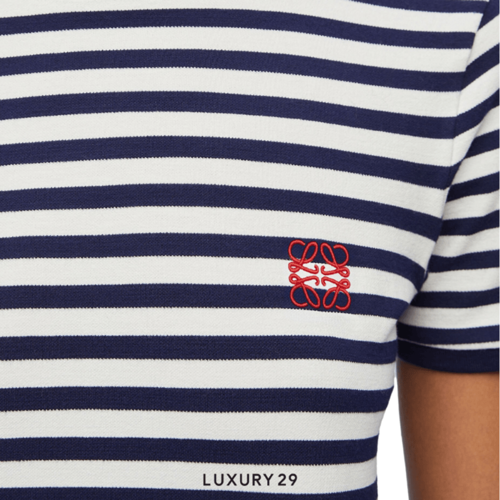Loewe Slim fit T-shirt in viscose blend White/Navy(S, Blue)
