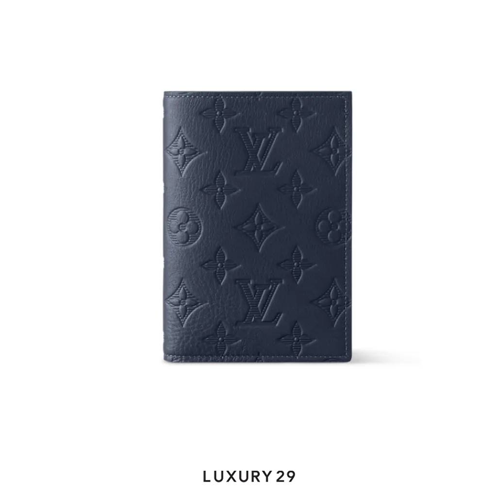 Louis Vuitton LV Passport Cover Monogram Shadow embossed calf leather Navy Blue(Small, Blue)