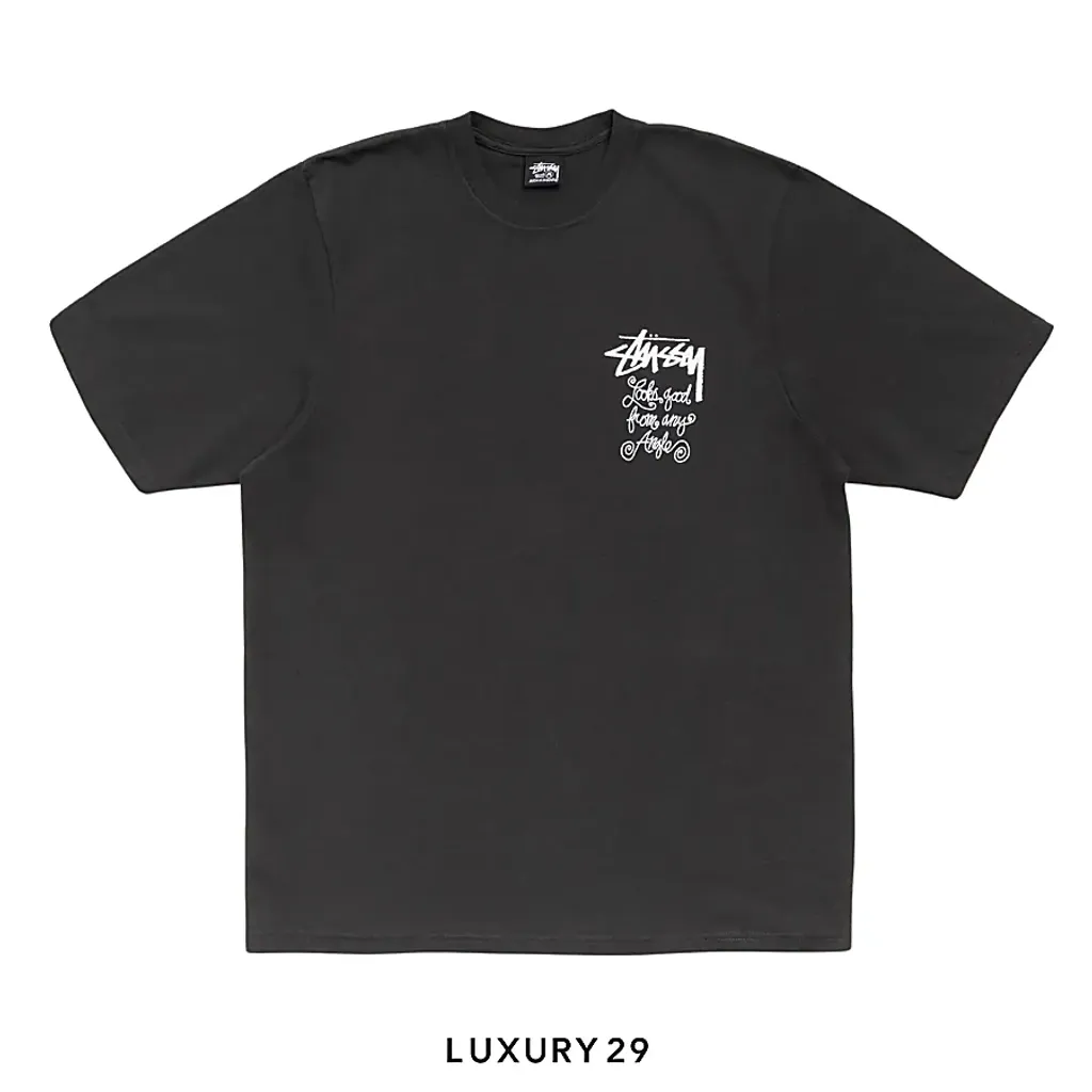 STUSSY ANY ANGLE TEE PIGMENT DYED FADED BLACK(M, Black)
