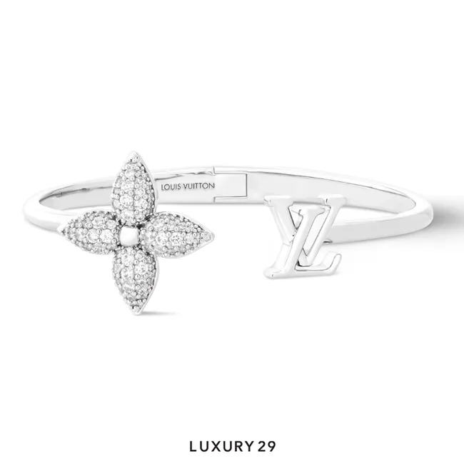 Louis Vuitton LV Louisette Signature Strass Bracelet Silver