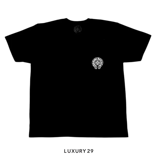 Chrome Hearts Miami Exclusive Horsehoe Logo Pocket Short Sleeve Tee Shirt Black