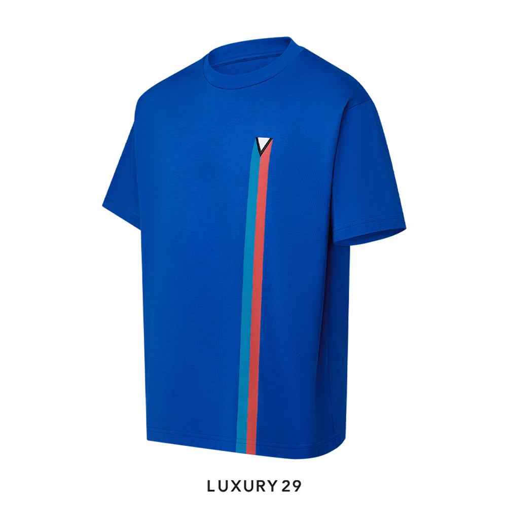 Louis Vuitton LV Short-Sleeved Embroidered Cotton T-Shirt(S, Blue)