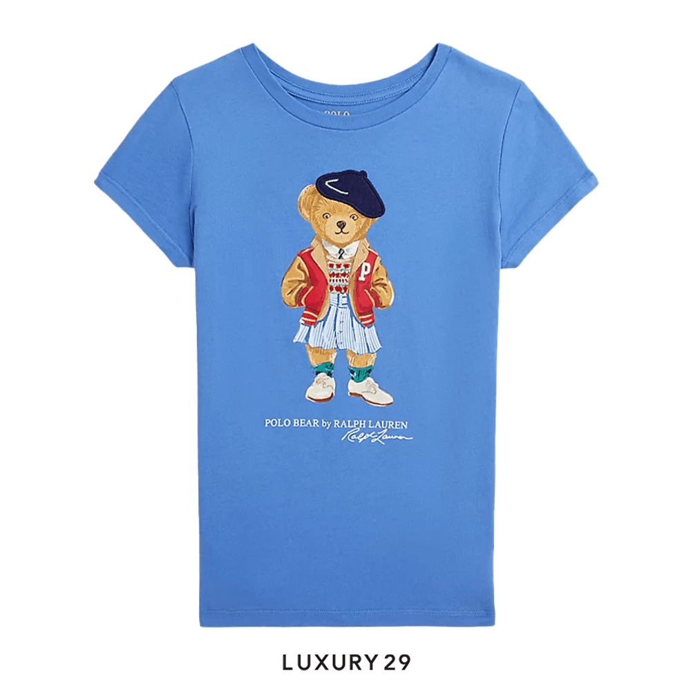 Kid RALPH LAUREN Polo Bear Cotton Jersey T-Shirt New England Blue(4A, Blue)
