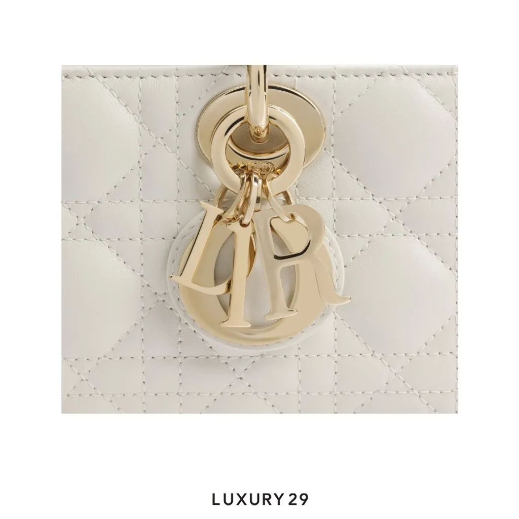 Dior Lady D-Joy Bag Small Bag Latte Cannage Lambskin(Small, White)