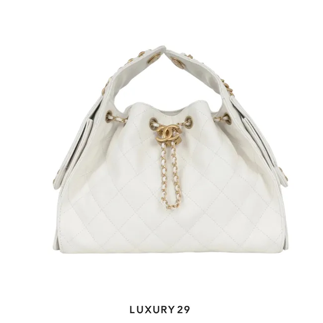 Chanel 25 Small Handbag Grained Calfskin & Gold-Tone Metal White