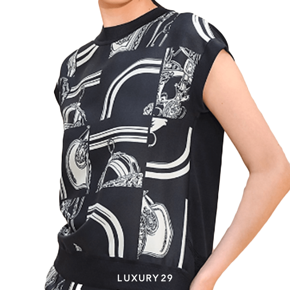 Hermes "En Desordre Finesse" sleeveless twillaine sweater(S, Black)