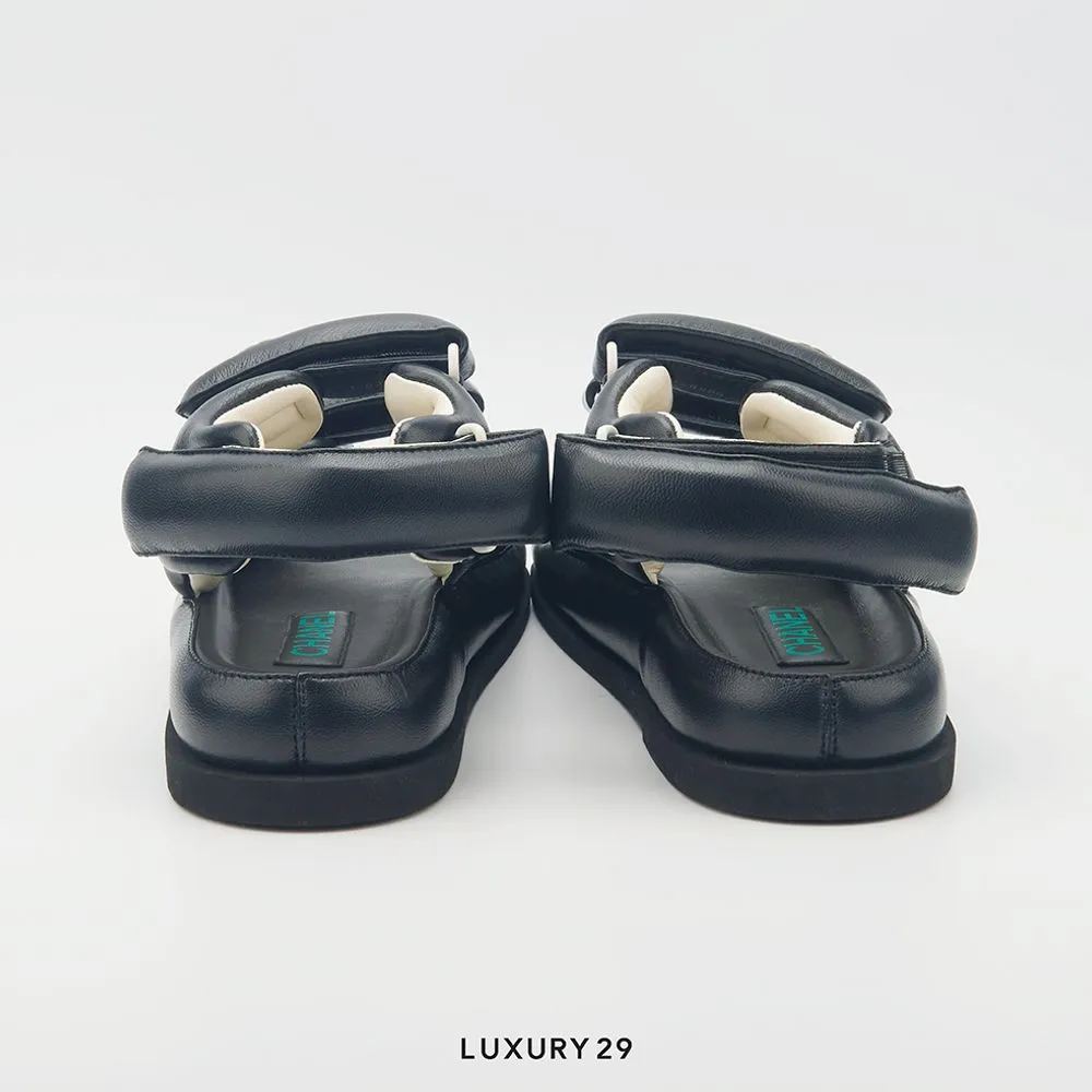 Chanel Lambskin Puffer Dad Sandals(39, Black)