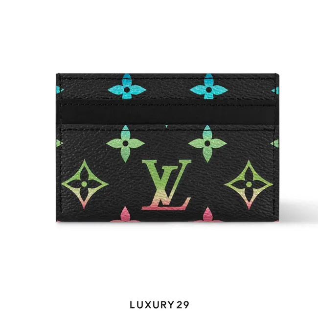 Louis Vuitton LV Double Card Holder Black in gradient Black