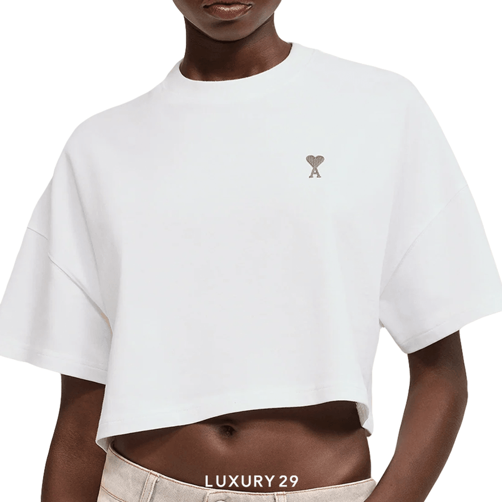 Ami De Coeur Crop T-shirt WHITE/SAGE(XS, White)