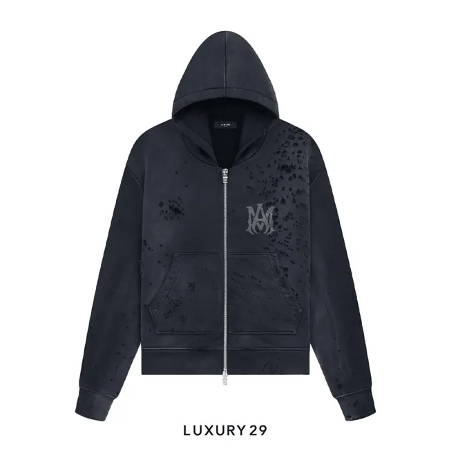 Amiri Logo Shotgun Zip Hoodie 'Faded Black'