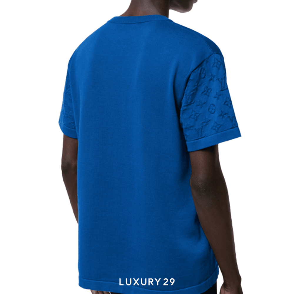 Louis Vuitton LV SHORT-SLEEVED SIGNATURE CREWNECK(L, Blue)