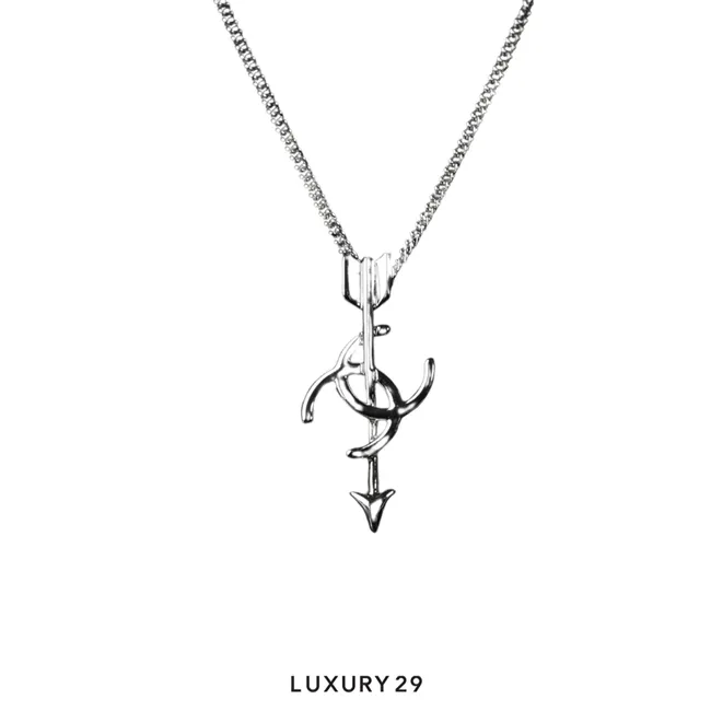 Chanel Arrow Motif Long Necklace Silver