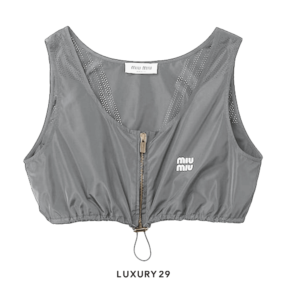 MIU MIU Technical silk top(2XS, Grey)