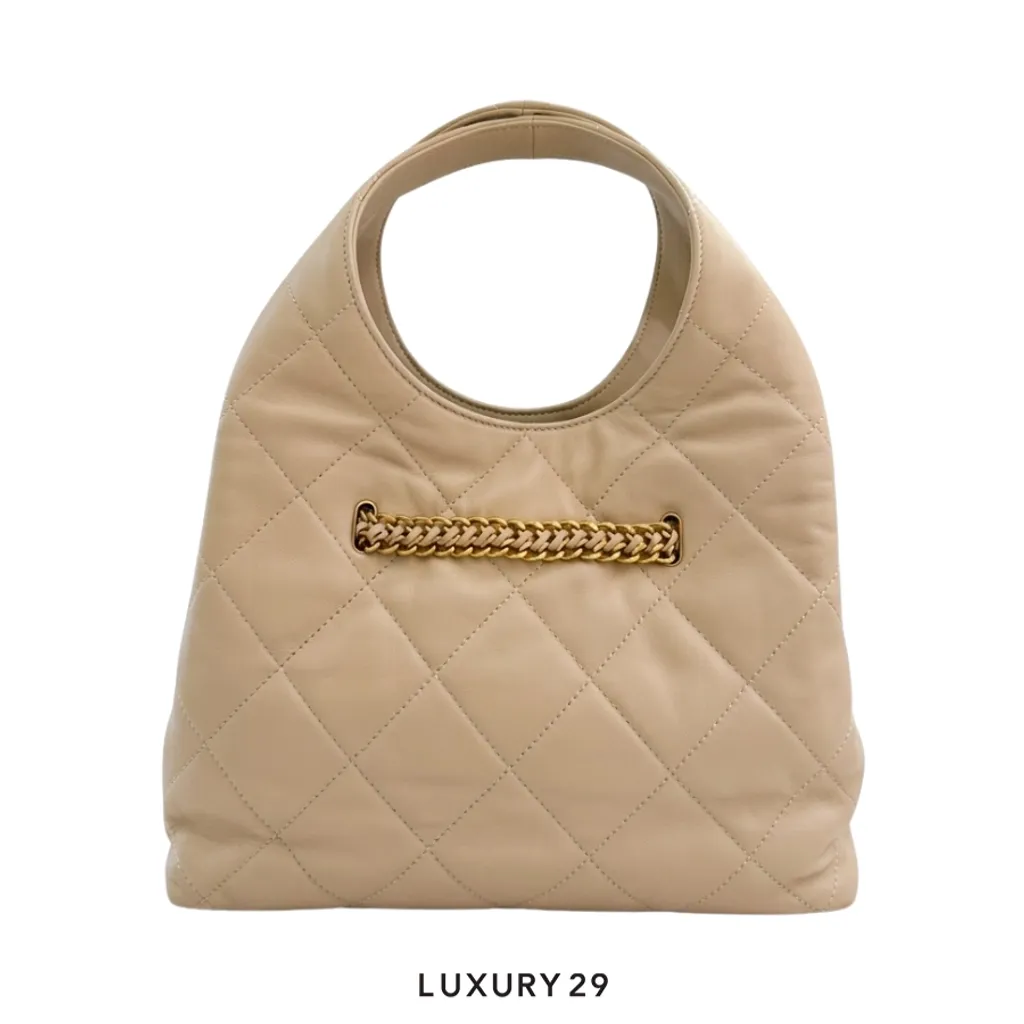 Chanel Hobo Bag in Leather White Gold Hardware(Small, White)