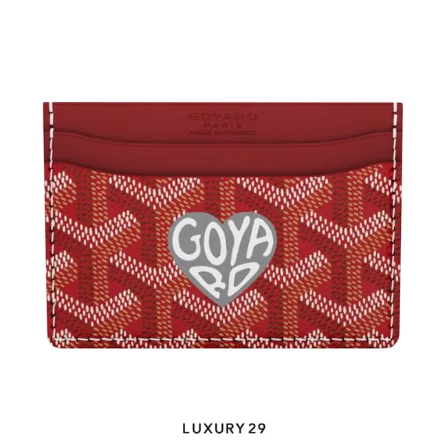 Goyard Saint-Sulpice Card Wallet Red Hand-Painted Heart Grey