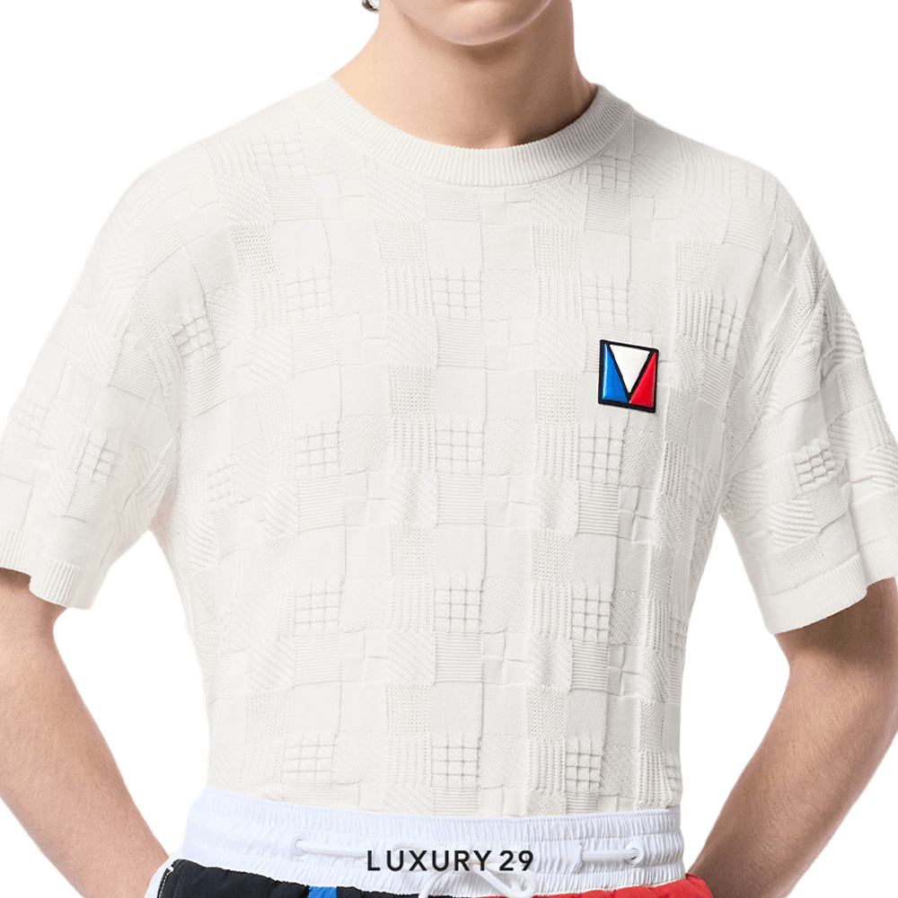 LOUIS VUITTON 【貴重在庫】Damier コットン スウェットシャツ Louis Vuitton LV Damier Jacquard Short-Sleeved Cotton